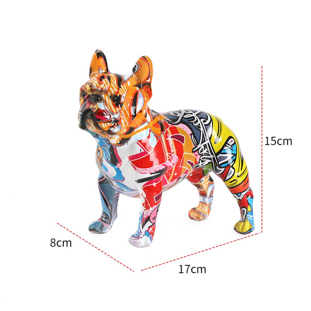 French Bulldog Figurine Bulldog Statue Creative Colorful Art Animal Statue Resin Puppy Figurine Home Offcie Desktop Craft Decor