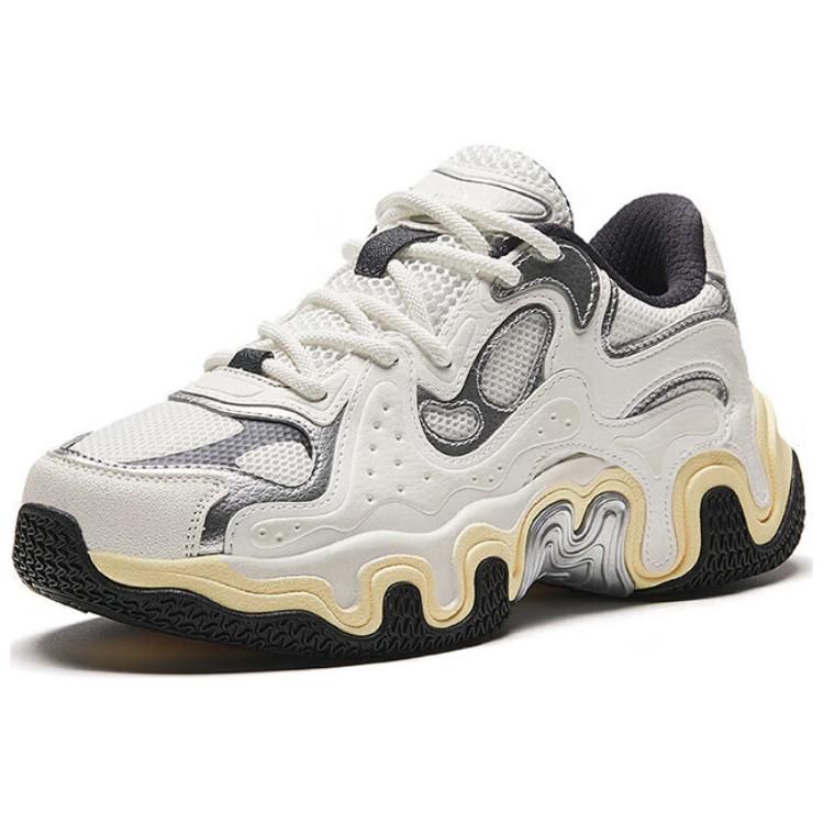 New Anta Shock Absorbers Slip Resistant Low Top Chunky Sneakers Women's Silver White Gray 122428855-1