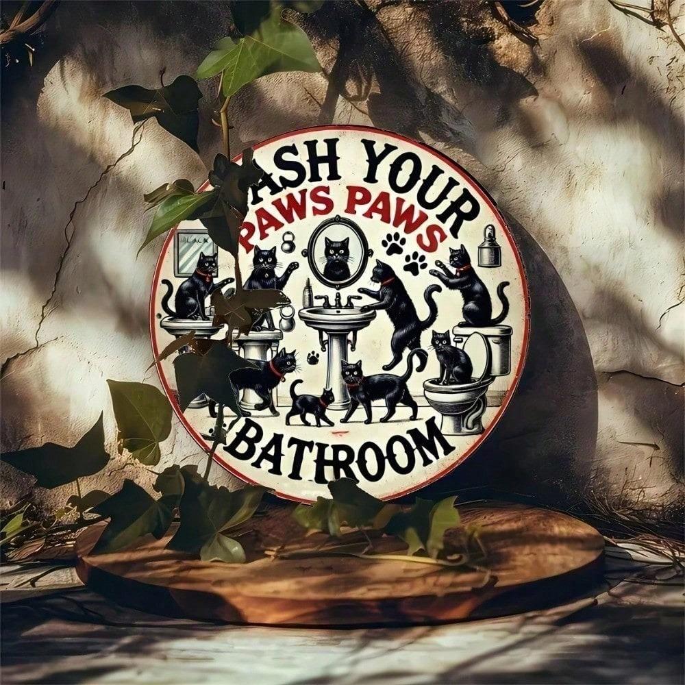 Vintage Black Cat Metal Sign 8x8 inch Rustic Aluminum Tin Plaque Wall Decor for Bar Pub Cafe Home Kitchen