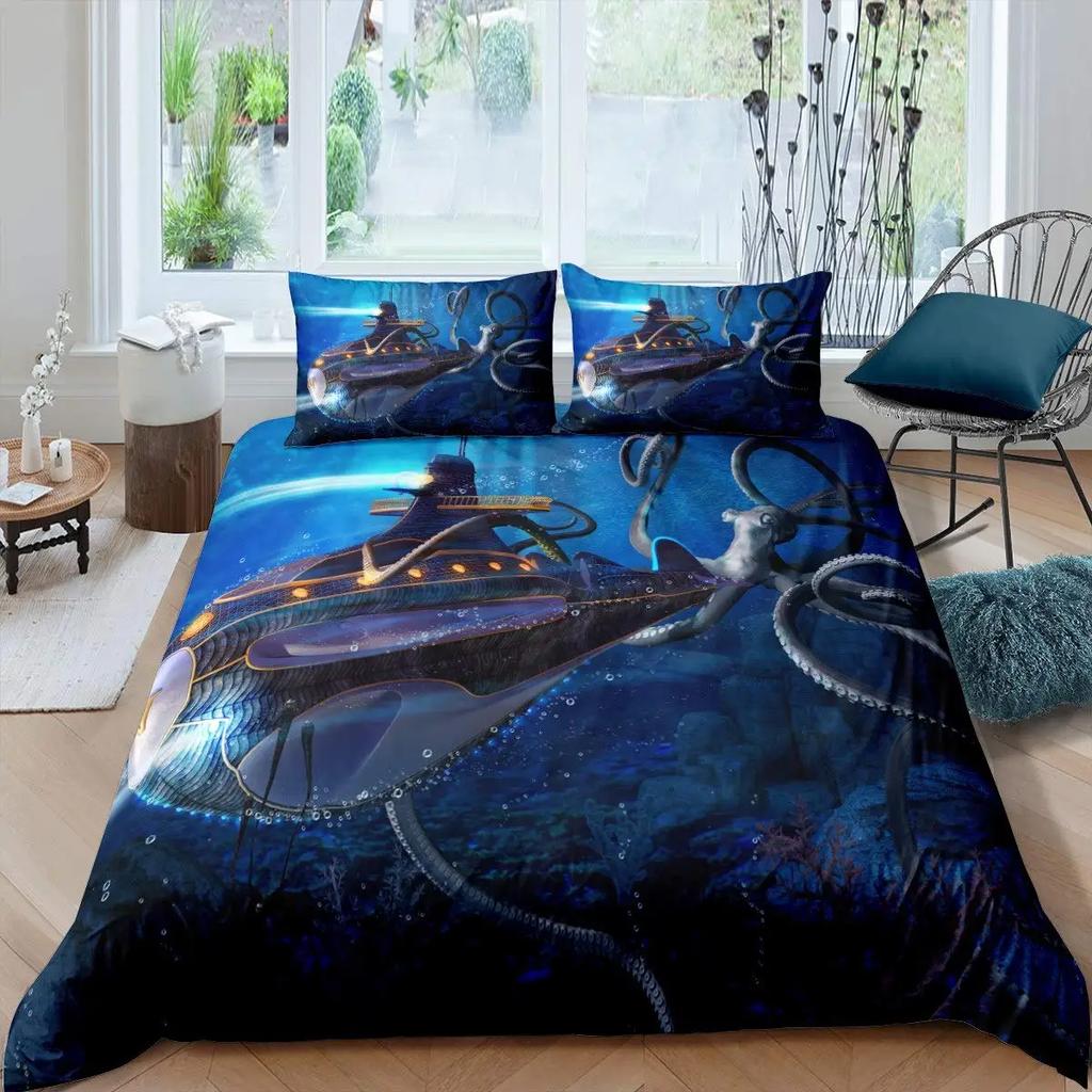 Robot Duvet Cover Set 3D Modern Science Fiction Cool Robot Bedding Sets Full Size Futuristic Machine Comforter Cover Set 2/3pcs