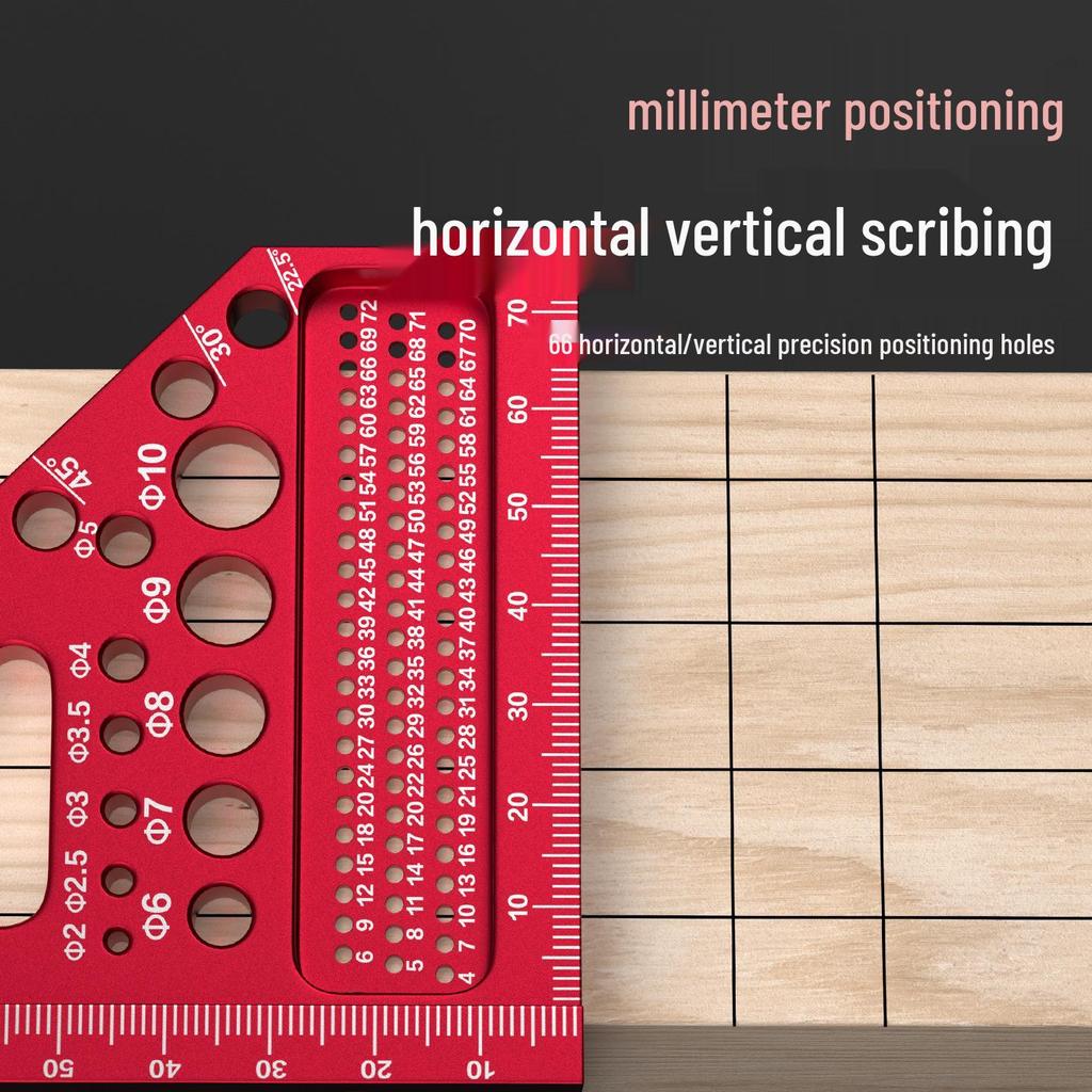 Multifunctional Aluminum Right Angle Woodworking Measuring Ruler and Marker Tool