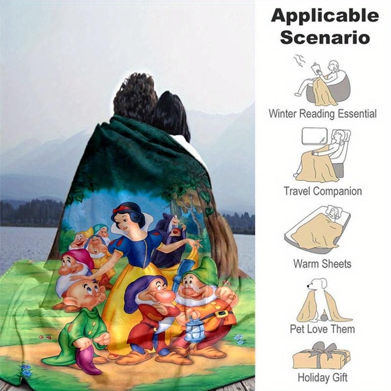 1pc, Snow White and the Seven Dwarfs Home Decor Gift Cozy Blanket for Bedroom, Living Room, Travel, Camping, Car