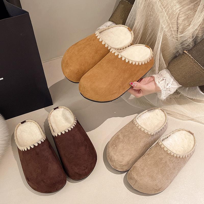 Baotou Boken Shoes for Women's Outdoor Wear 2025 New Style with Thick Bottom and Hairy  Casual Lazy Thick Bottom Slippers