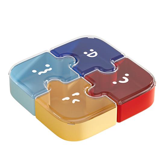 Plateau à snacks modulaire en forme de puzzle avec couvercles Organisateur amovible pour fruits, noix, bonbons Anti-poussière Empilable Plateau de service polyvalent pour table basse