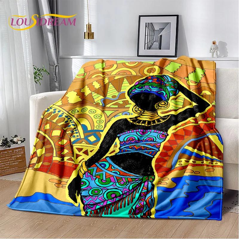 HD Africa Ethiopian Painting Art Cartoon Blanket,Soft Throw Blanket for Home Bedroom Bed Sofa Picnic Travel Office Cover Blanket