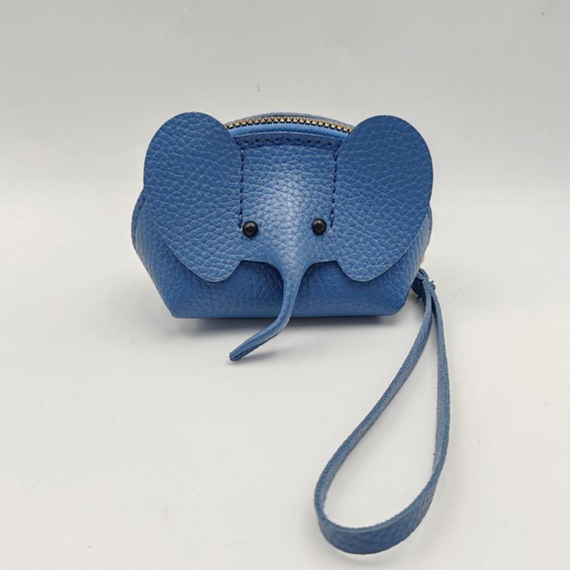 PU Deri Fil Bebek Bozuk Para Cüzdanı Kadın Çantası Süsü Yaratıcı Kart Tutucu Depolama Ruj Zarfı Fermuarlı Para Çantası