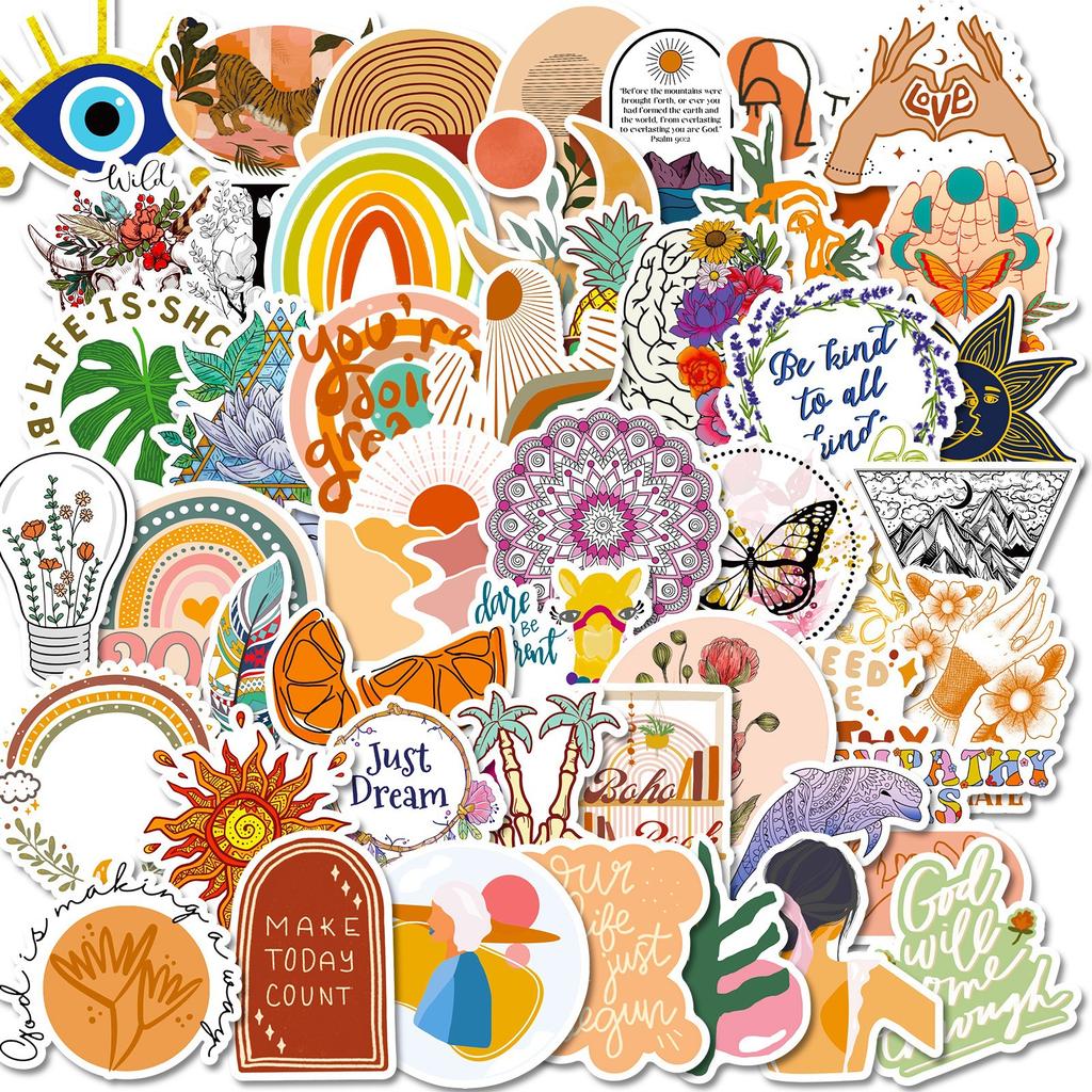 50 Rainbow Boya Series Stickers DIY Mobile Case Flat Refrigerator Skateboard Pack