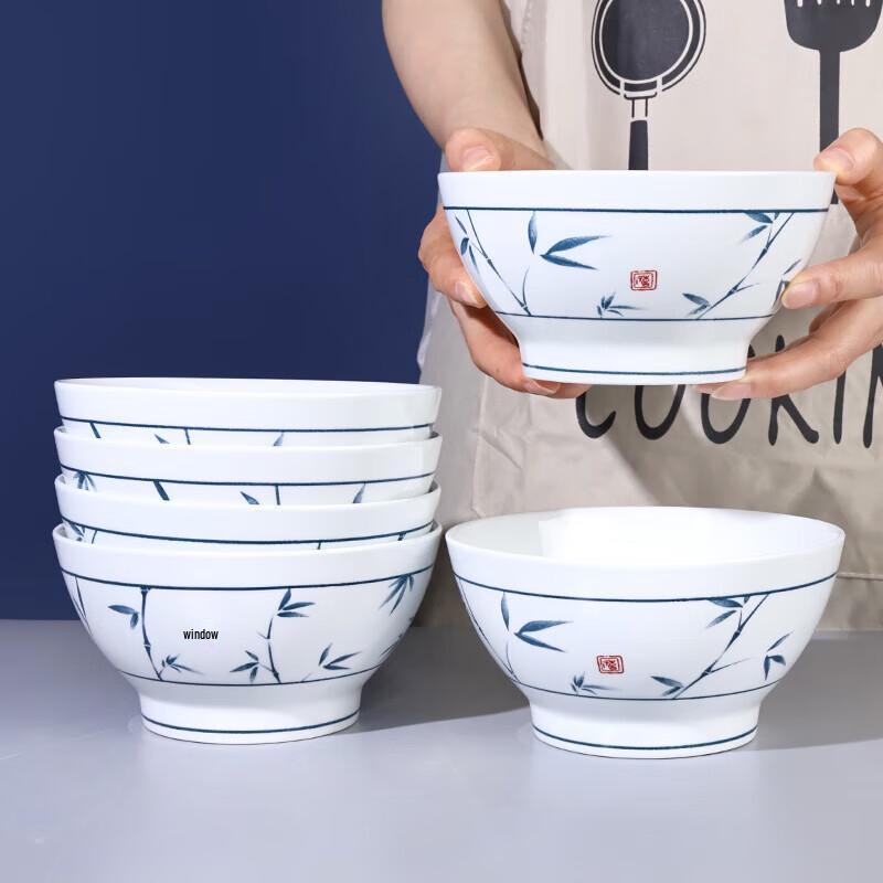Mengyuan Lucky Bamboo 6-inch Ceramic Bowls (Set of 6)