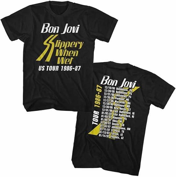 Bon Jovi Slippery When Wet Tour 2 Side T-Shirt Unisex 1986-87 Fan Gift M