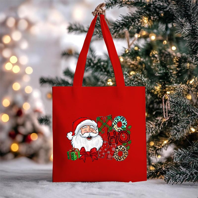 Christmas Christmas Printed Canvas Bag Large Capacity Casual Trend Student Shoulder Bag Tote Bag