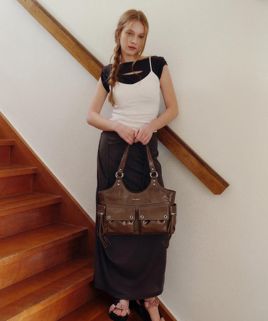 Jill By Jillstuart [Megan] Vintage Pocket Shoulder Bag - 2 Colors