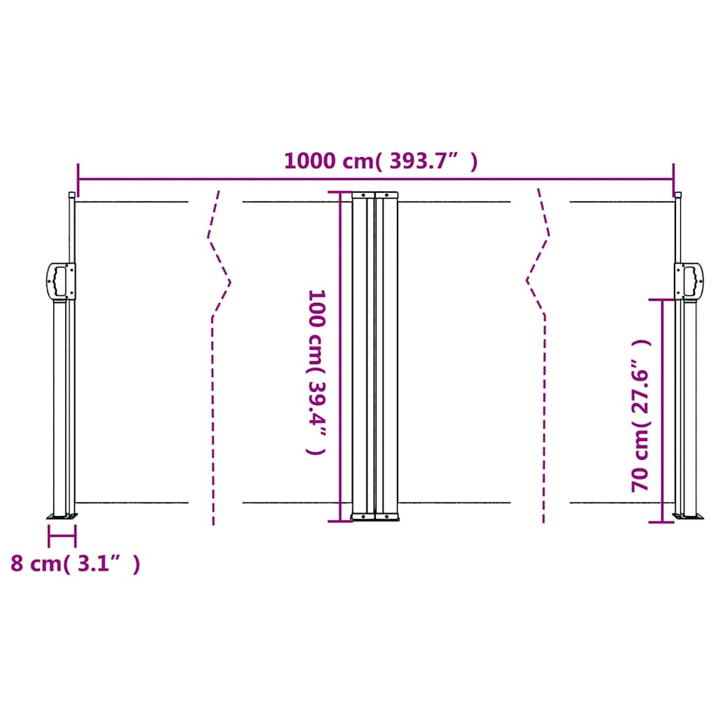 Retractable Side Awning Brown 100 x 1000 cm
