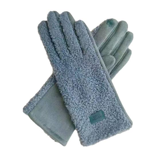 Damen Winter Wildlederhandschuhe Warme Fuzzy Touchscreen-Handschuhe Einfarbig Winddicht Plüschgefütterte Handschuhe zum Fahren Pendeln Einkaufen