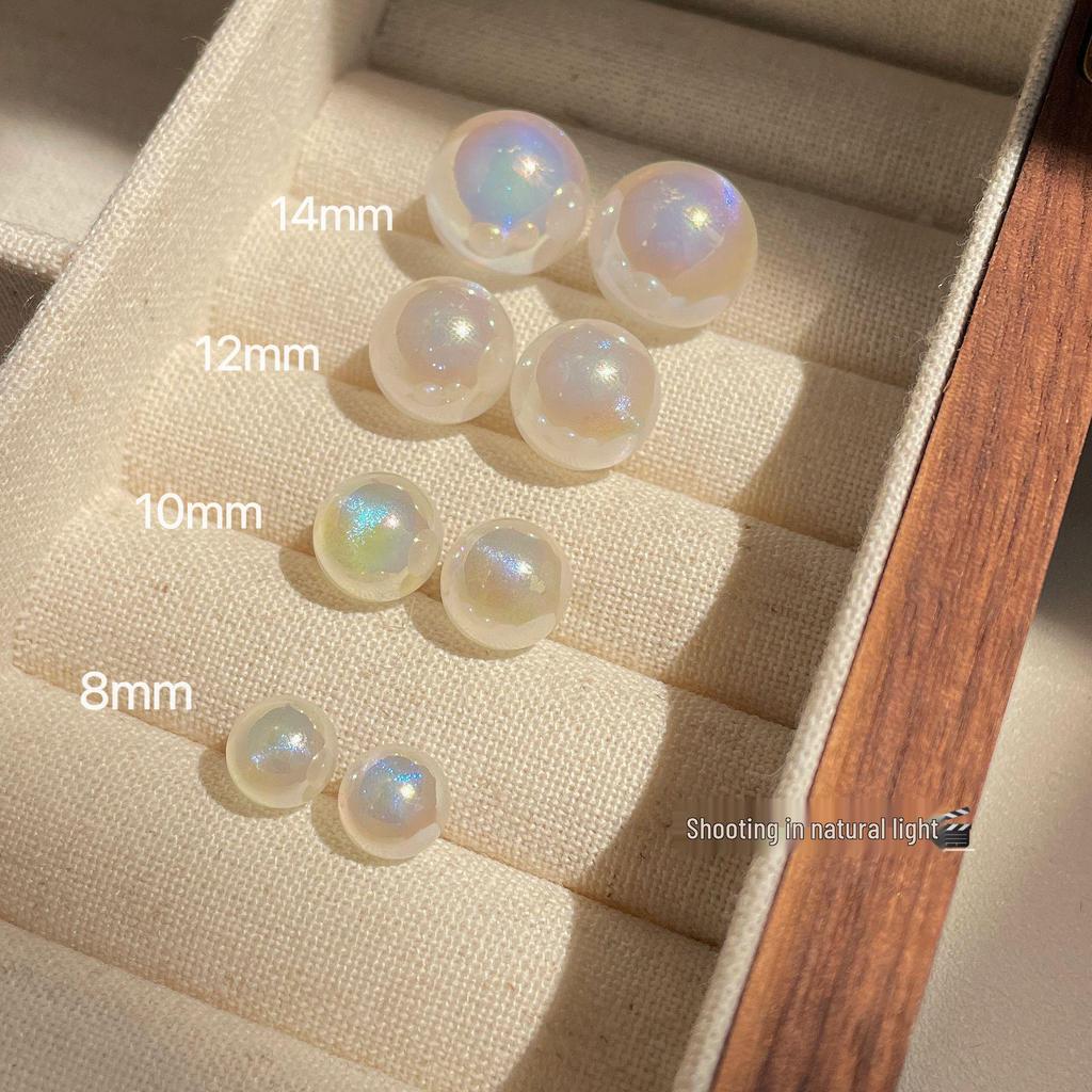 Sterling Silver Mermaid Princess Pearl Stud Earrings for Women - Niche Design, Light Luxury, Perfectly Round, Large (2025 Edition)