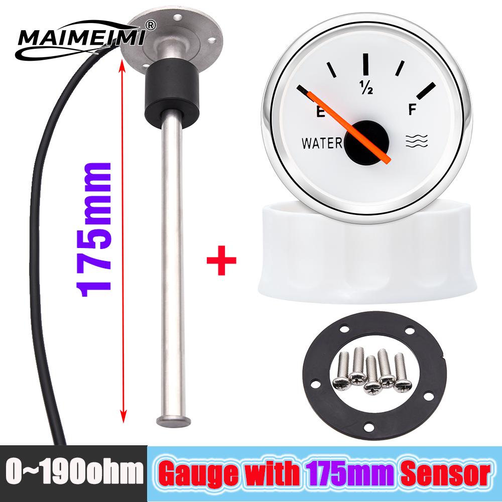 100-600mm Stainless Steel Marine Fuel Level Gauge Sensor Auto Red Color LED 0-190 Ohm Water Tank Meter Indicator for Car Boat