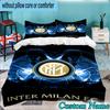 3PCS Custom Name Inter Milan Emblem Bedding Set Duvet Cover Closure Includes 1 Duvet Cover & 2 Pillowcases for All Seasons Bedroom Decor