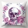 Watercolor Skulls With Floral Patterns Pillow Covers Pattern Cushion Cover Suitable For Sofa Bedroom Car Pillow Cover