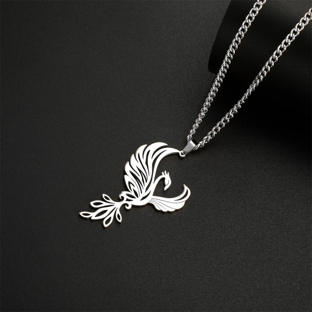 My Shape Phoenix Pendent Necklace for Women Men Stainless Steel Fire Bird Animal Charms Necklaces Choker Chain Jewelry Wholesale