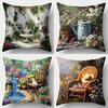 Charming Garden Scene Pillowcasesliving Room Sofa Cushion Cover, Soft And Comfortable, Bedroom Room Decoration