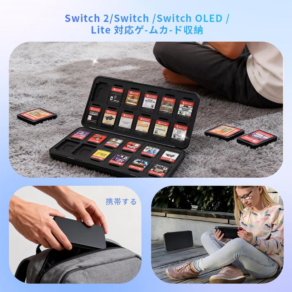 RALAN Game Card Case for Compatible with Nintendo Holds 24 Cards 24 SD Includes 4 and Memory and and Compact Soft Case for Easy Portability Switch,