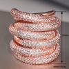 Huitan Multi-layer Women Ring Rose Gold Color Inlaid Shiny Cubic Zirconia Party Statement Accessories for Wedding Chic Jewelry