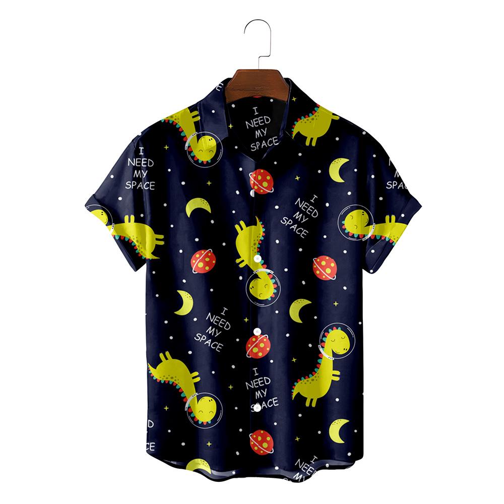 Funny Dinosaur Hawaiian Shirts 3d Print Casual Men Women Summer Beach Short Sleeve Blouse Fashion Men's Vocation Lapel Camisa