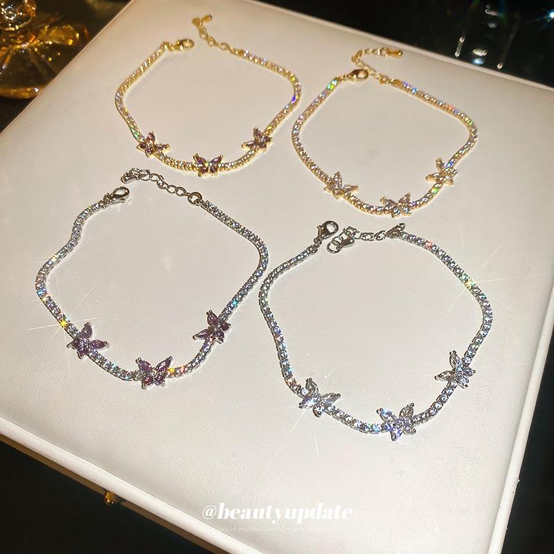 Super flash zircon light luxury flower bracelet niche fashion temperament bracelet high sense ins personalized jewelry wholesale women