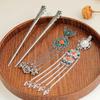 Metal Crescent Shape Tassel Hairpin Ancient Hanfu Hair Fork  Costume Headdress