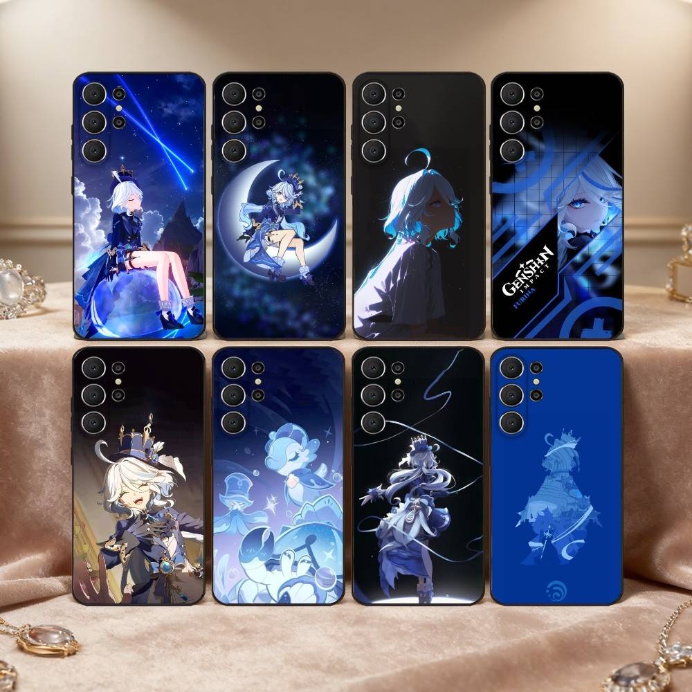 Genshin Impact Fennina Phone Case For Samsung S26,S25,24,23,22,30,21,10,9,Ultra,Plus,Lite,Black Soft Case