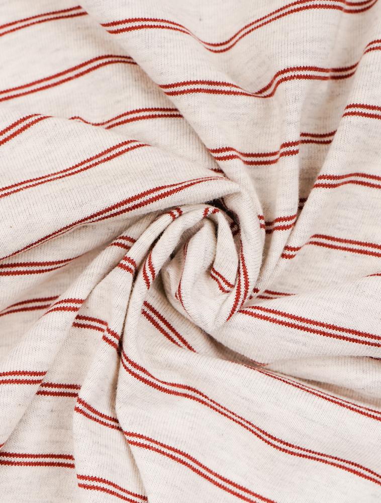 LA MAISON STUDIO Maison Hibiscus Stripe Ringer Short Sleeve Deepred(Fcg2Ts764W)