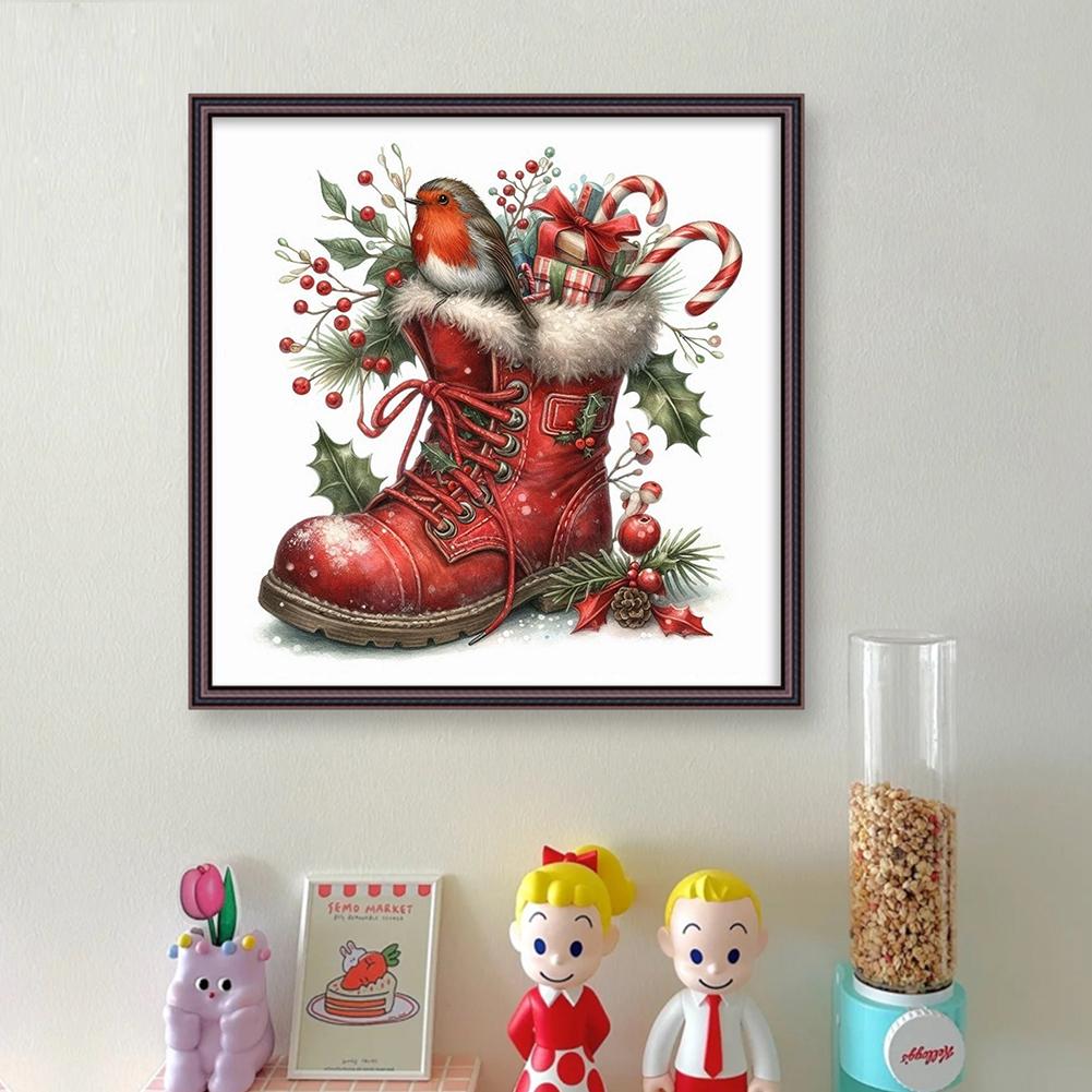 Kit Punto Croce di Natale Ricamo Completo Filo di Cotone Ecologico 11CT Contato 40x40cm