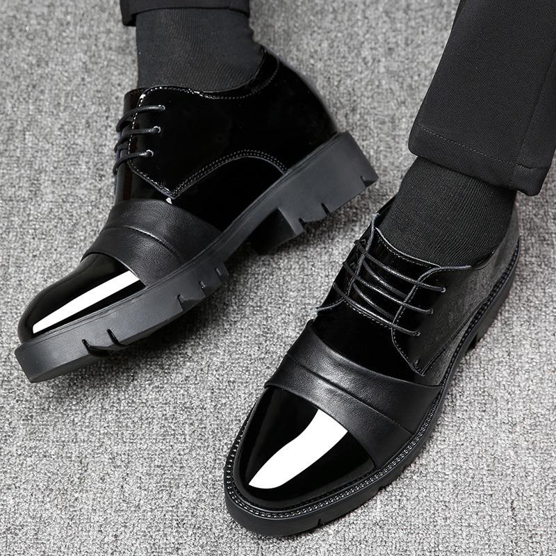 Men's leather shoes wedding groom leather shoes business dress men's leather shoes inner height increase 6cm8cm10cm thick-soled men's shoes