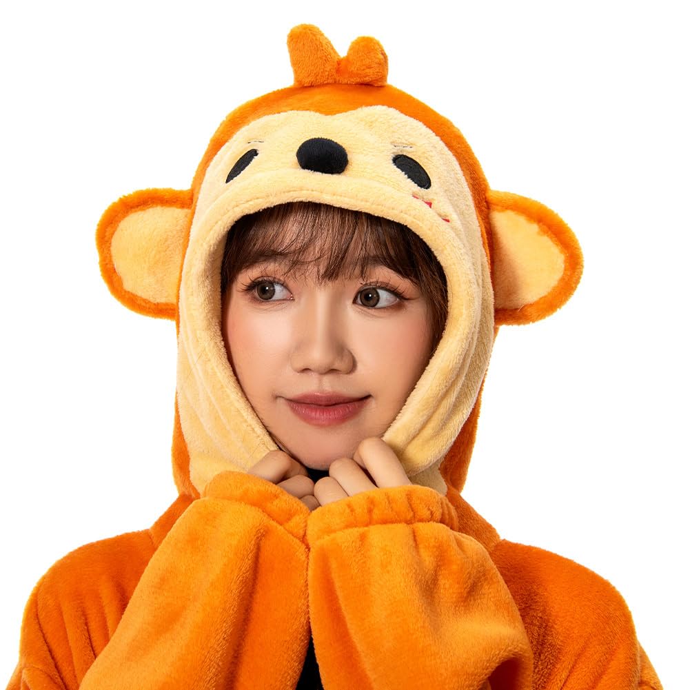 OLAOLA Cute Monkey Kigurumi Pajamas for Animal Kigurumi Halloween Winter Size L Adults, Pajamas, Costume, Furry, Warm, Pajamas, Unisex, Flannel,