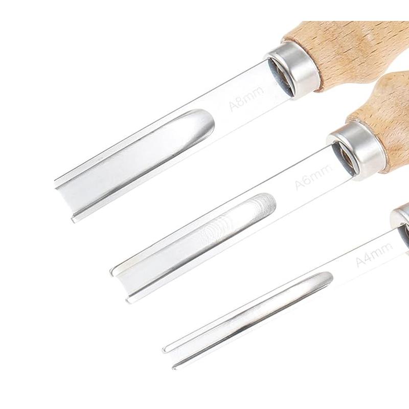 3 size 4mm 6mm 8mm Practical Leather Craft Edge Beveler Skiving Beveling Knife DIY Cutting Hand Craft Tool with Wood Handle