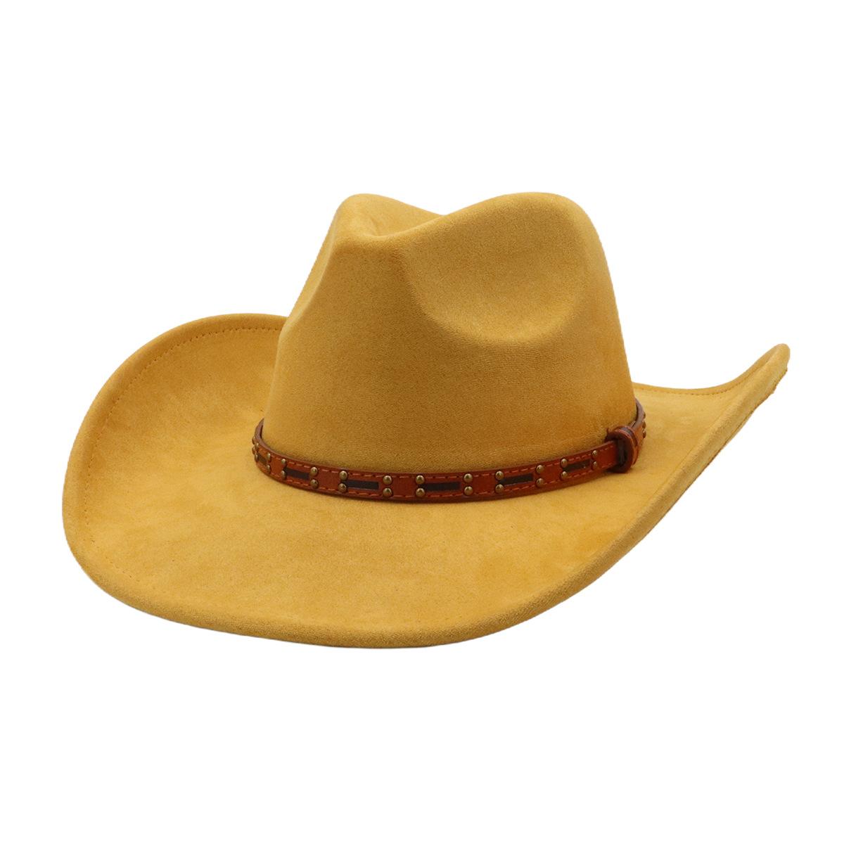 

Vegan suede cowboy hat flatbrim sturdy and stylish ranch lookadjustable sizefor womenbest-selling style perfect foreveryday wear 2PCS