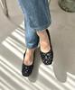 Jumpable Pumps, Flats, Sequined, Square Toe, Sparkly, Lightweight, Cushioned, Washable Insole, Perfect for Ceremonies and Occasions, R-3216