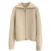 Wool Zipper Cardigan Padded Shoulder Stand Collar Women's Cashmere Knitted Coat