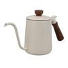 600ml Gooseneck Coffee Kettle 304 Stainless Steel Long Spout Kettle Wood Handle Pour Over Coffee Teapot White