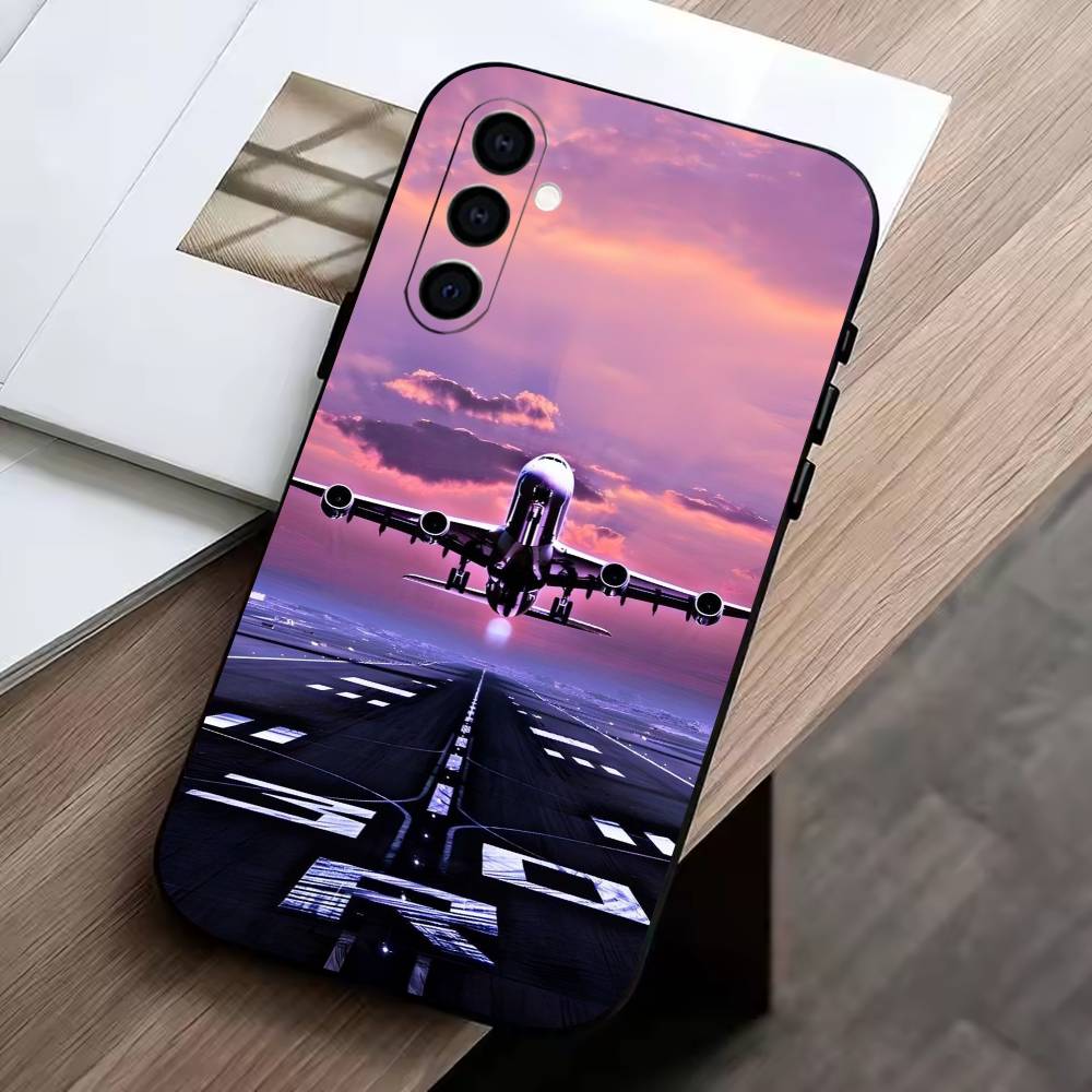 

A-Airplane Plane Phone Case For Samsung Galaxy A73,A72,A71,A70,A53,A52,A51,Soft Silicone Black Cover Samsung a52