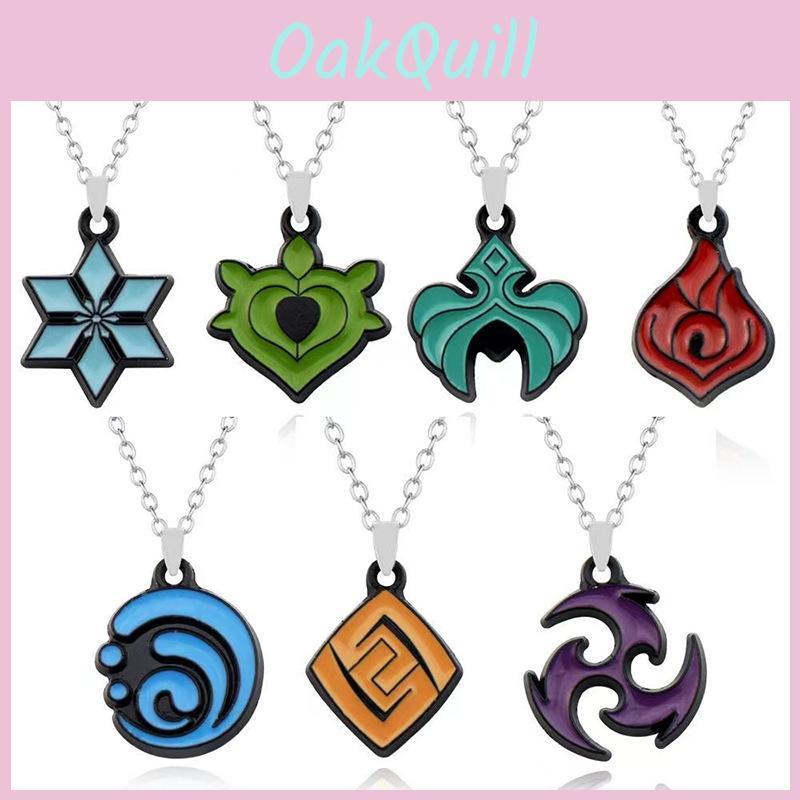Trendy Genshin Impact Cartoon Alloy Pendant Necklace Set With Stylish Leaf Details