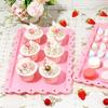 1Pc Serving Trays Rectangle Dessert Tray Plastic Platters Flat Cookie Cupcake Serving Tray Birthday Tea Party Wedding Decor