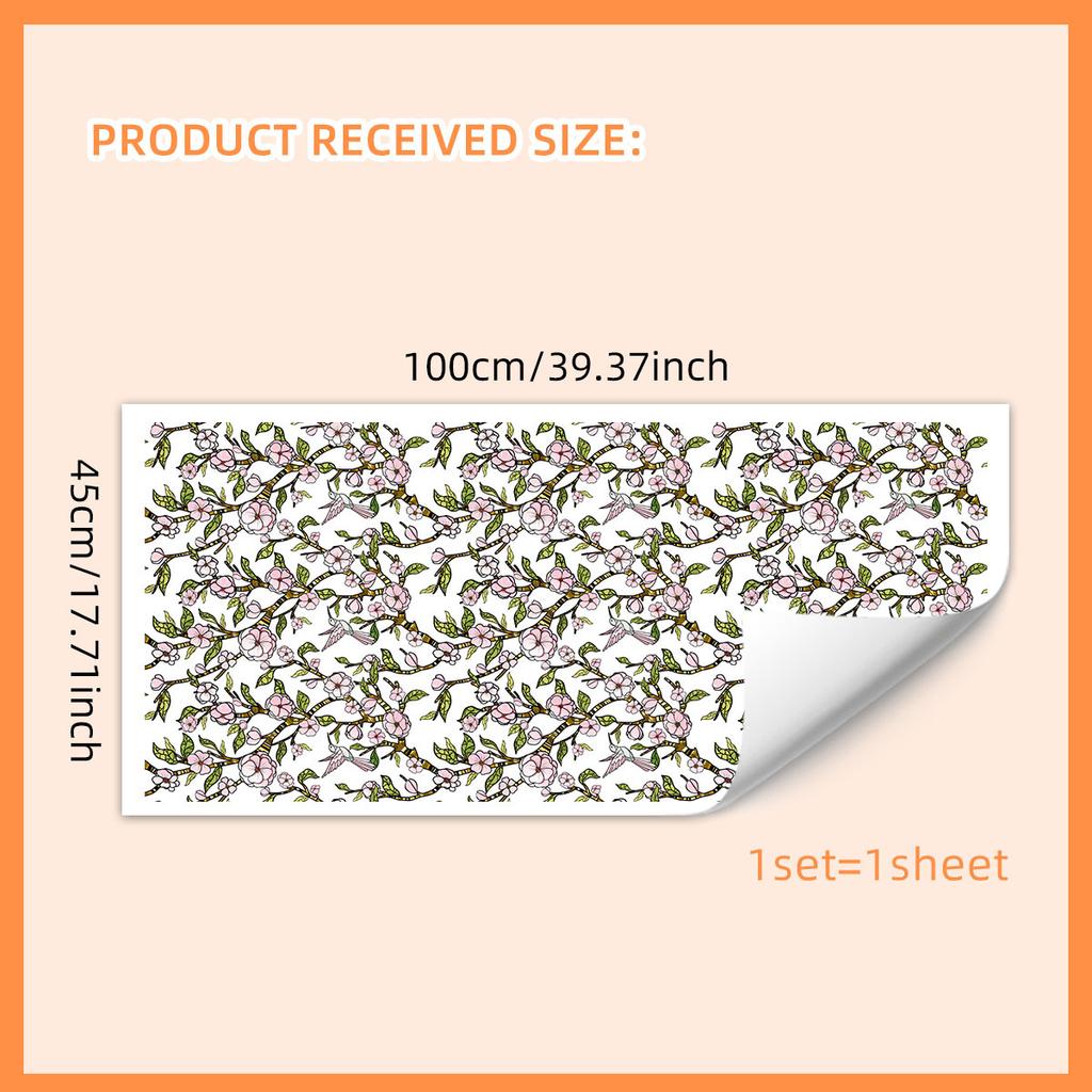 Xc8707 Pink Flower Colorful Sunlight Electrostatic Sticker Double-Sided Visual Window Glass Decorative Sticker