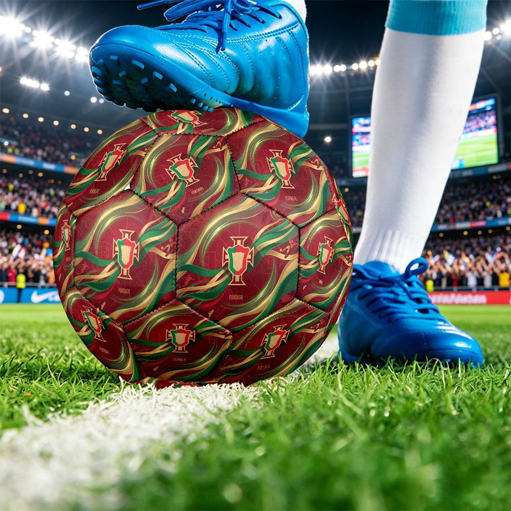 Portugal Football Printed Size 5 Soccer Ball Wear Resistant Standard Adult Training Football Fan Gift for Indoor Outdoor Match Sports