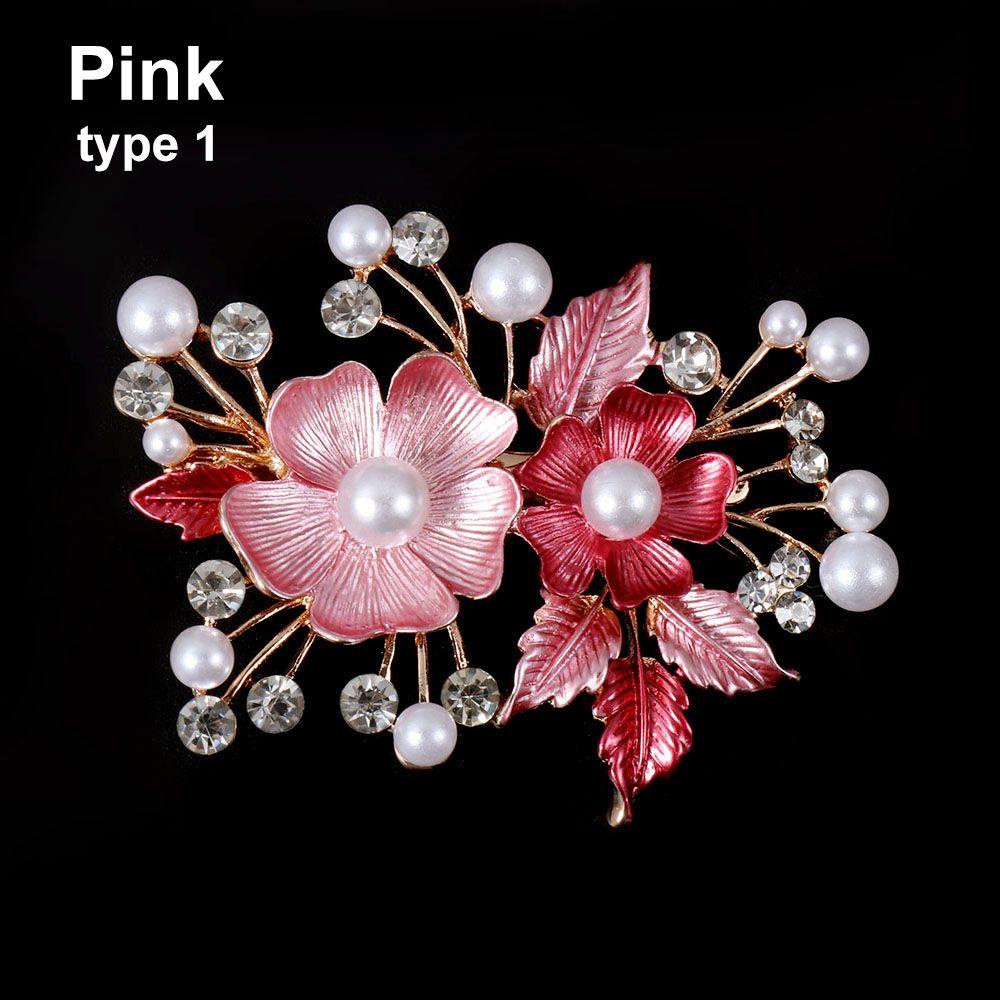

Headdress Hairpin Ornaments Bride Headwear for Wedding Crystal Hair Clip Alloy Flower Hair Pins pink-type 1