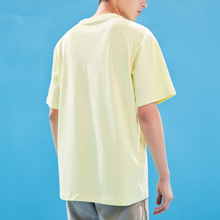 Anta Alphabet Print Round Neck Short Sleeve T-shirt Unisex Tops Coconut-Palm-Green 152328149-2
