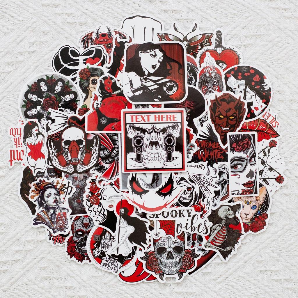 50PCS Gothic Stickers Pack Cool Stickers for Laptop, Water Bottles, Guitar, Computer, Phone, Travel Case, Helmet, Car, Goth Stickers for Adults