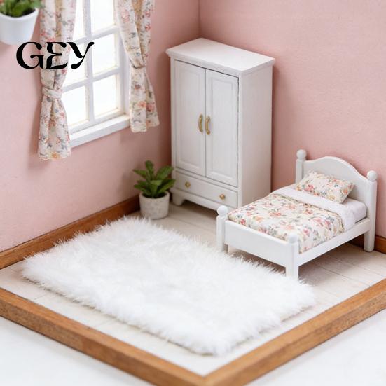 Mini Floor Mat Dollhouse Carpet, 1:12 Scale Miniature Plush Round Rug, Tiny Rug for Doll House Flooring Accessories, Micro Landscape Decoration