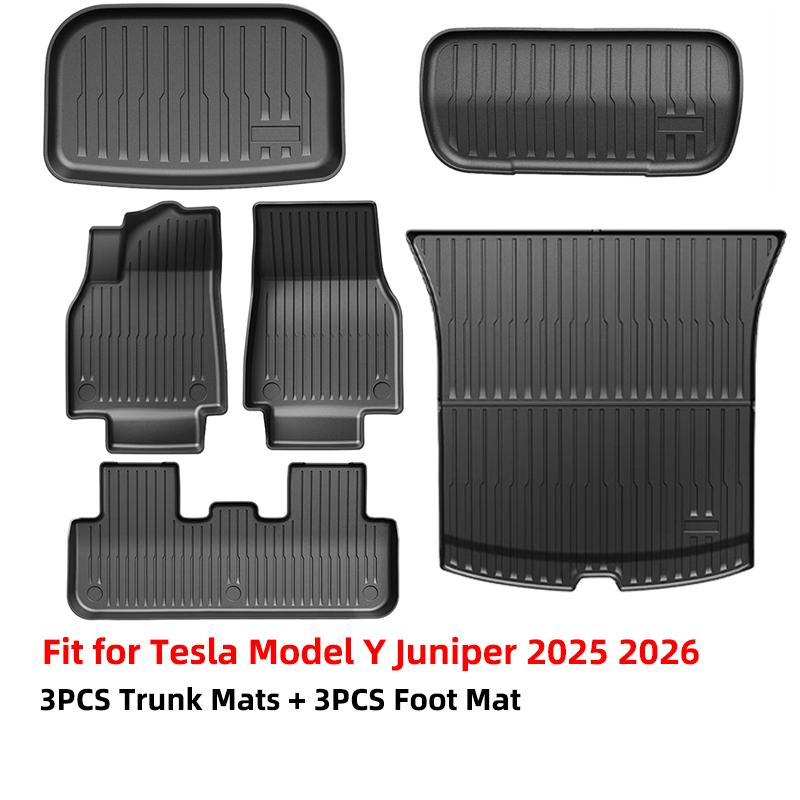 For Tesla Model Y Juniper Floor Mats All Weather Non-Slip Trunk Mats & Cargo Liners for Tesla 2025 2026 Car Interior Accessories
