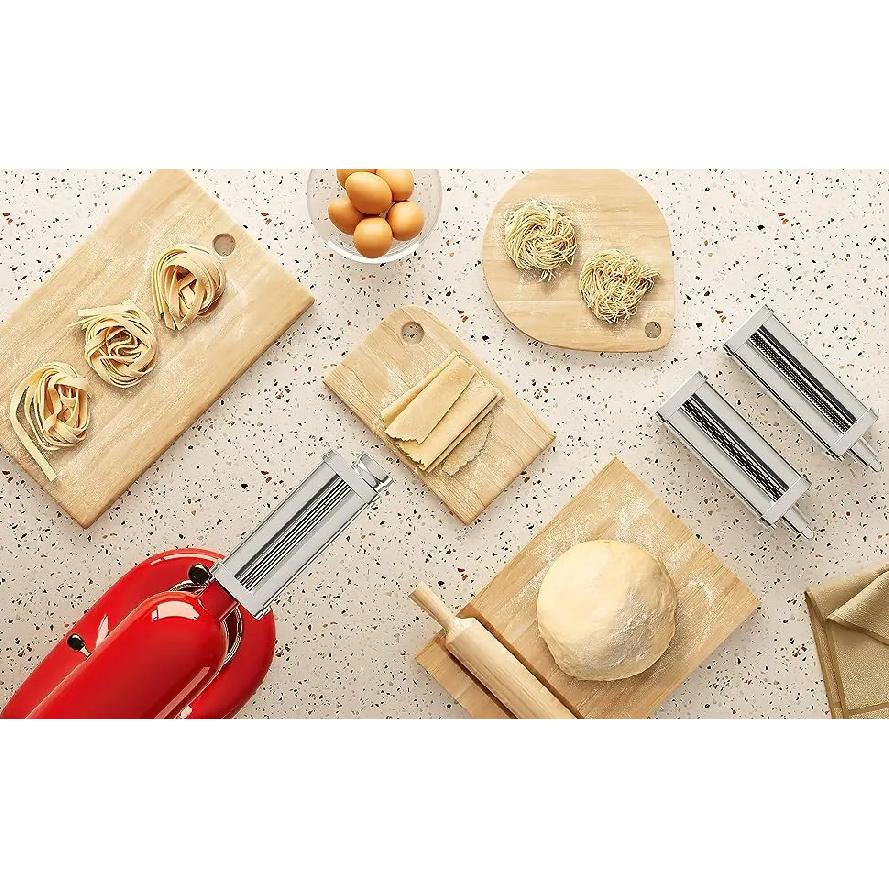 Nástavec na těstoviny pro kuchyňský robot KitchenAid, Váleček na těstoviny, Kráječ na špagety a fettuccine, Nerezový kráječ na nudle, Pasuje na všechny modely KitchenAid Chef