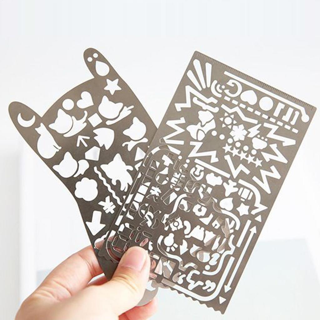 Cat-themed Hollow ruler for journals Planner Stencils Hollow Journaling Supplies Portable Scrapbook Templates metal cutout ruler